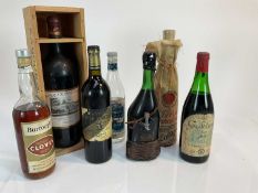 Eight bottles, magnum of Chateau Crusquet Sabourin 1986, Barolo 1961 etc