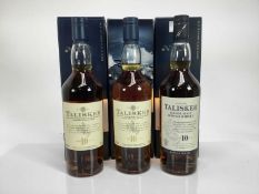 Whisky - three bottles, Talisker 10 years old, each boxed