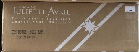 Wine - twelve bottles, 2010 Chateauneuf-du-Pape, Domaine Juliette Avril, Rhone - packed 12x75cl.