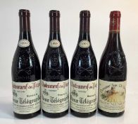 Wine - four bottles, Chateauneuf-du-Pape Vieux Telegraphe 1996 (1) and 1999 (2)