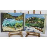 *John Hanbury Pawle (1915-2010) four watercolour and gouache works- Mediterranean landscapes, unfram