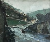 Zaim Elezi, mid 20th century, Albanian School, oil on canvas - Rural Landscape, 61cm x 51cm, in pain