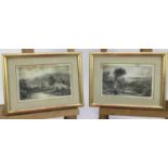 English School, 19th century, pair of very fine pen and ink landscapes, one indistinctly signed and