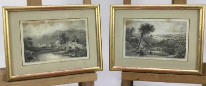 English School, 19th century, pair of very fine pen and ink landscapes, one indistinctly signed and