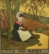 Print of Little Miss Muffet after John Hassall