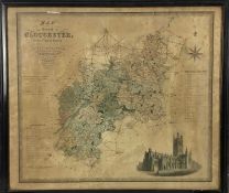Greenwood & Co 19th century engraved map of Gloucester