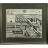 18th century black and white engraving - The Grange and Laybourn Castle, 43cm x 35cm, in glazed fram