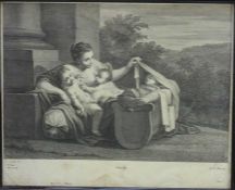 Ravenet (18th century) after Carlo Cignani engraving - 'Charity', proof before letters, 48.5cm x 34c