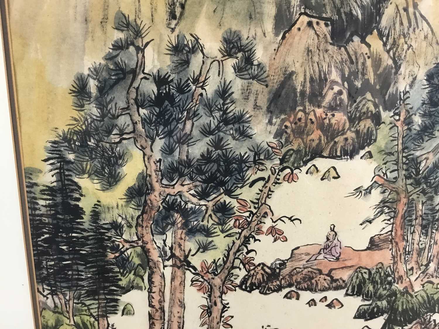 Pen and wash Chinese landscape, 44cm x 67cm together with another - Image 6 of 17