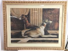 Elaine Vollherbst Greyhounds print, in glazed frame