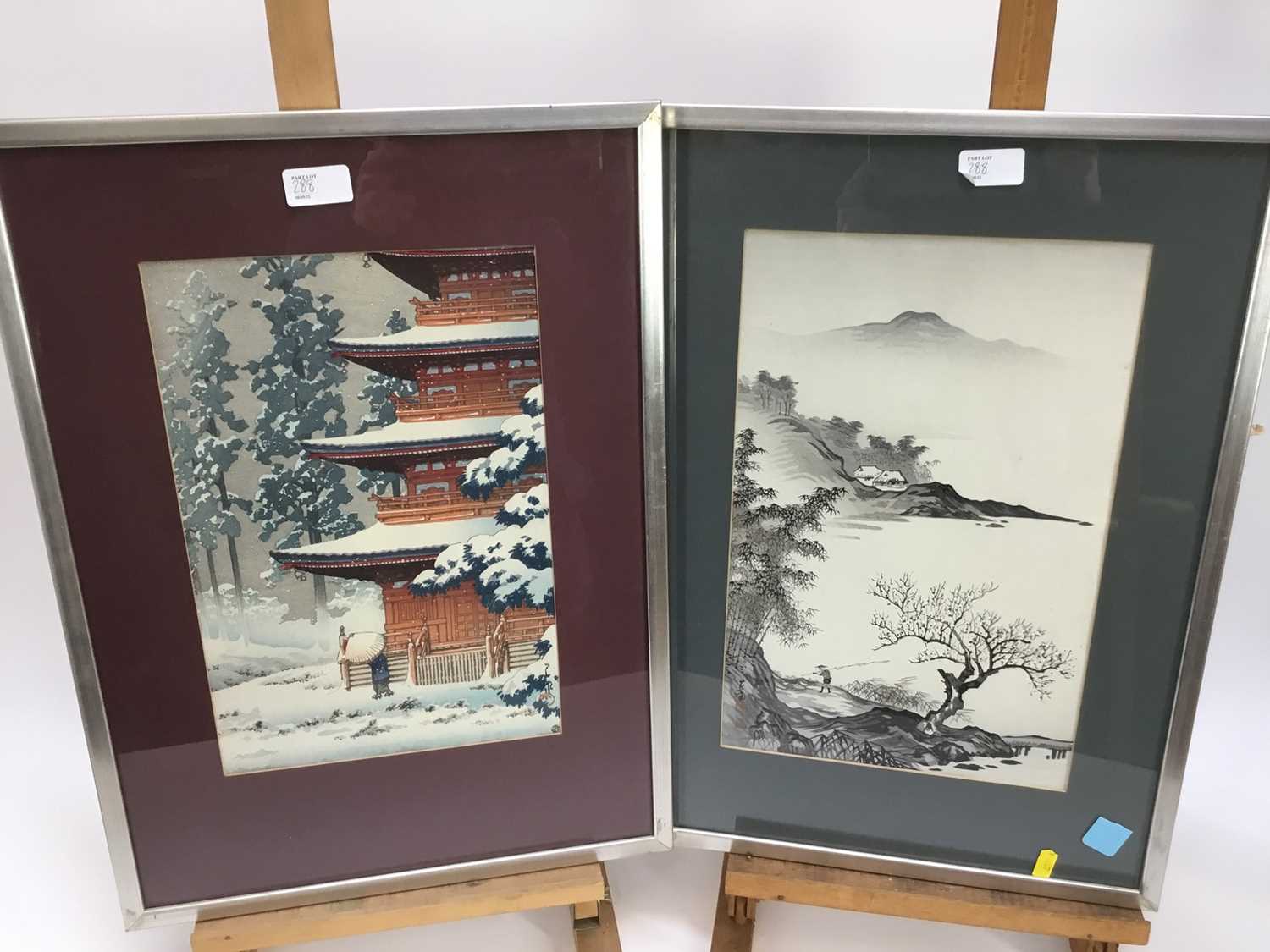 Two 19th century Japanese prints, and two later, all framed. - Image 2 of 13