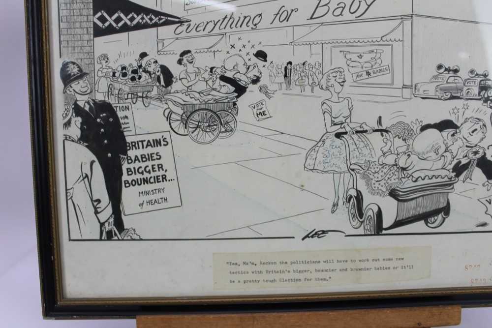 Joseph Lee (1901-1974) pen and ink cartoon - "...Britain's bigger, bouncier and brawnier babies...", - Image 4 of 7