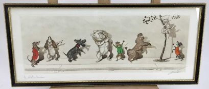Boris O’Klein “Dirty Dogs of Paris” etching - 'Le Malentendu’, 51cm overall in glazed Hogarth frame