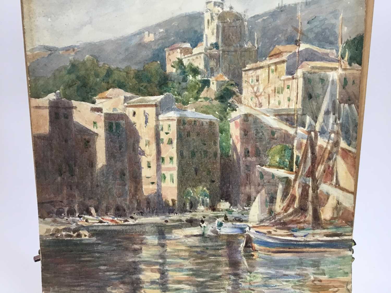 Attributed to Frank Brangwyn watercolour - Continental harbour - Image 4 of 8