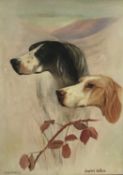 H Hawthorn, early 20th century, oil on canvas, Two English Setters, signed and inscribed, in painted