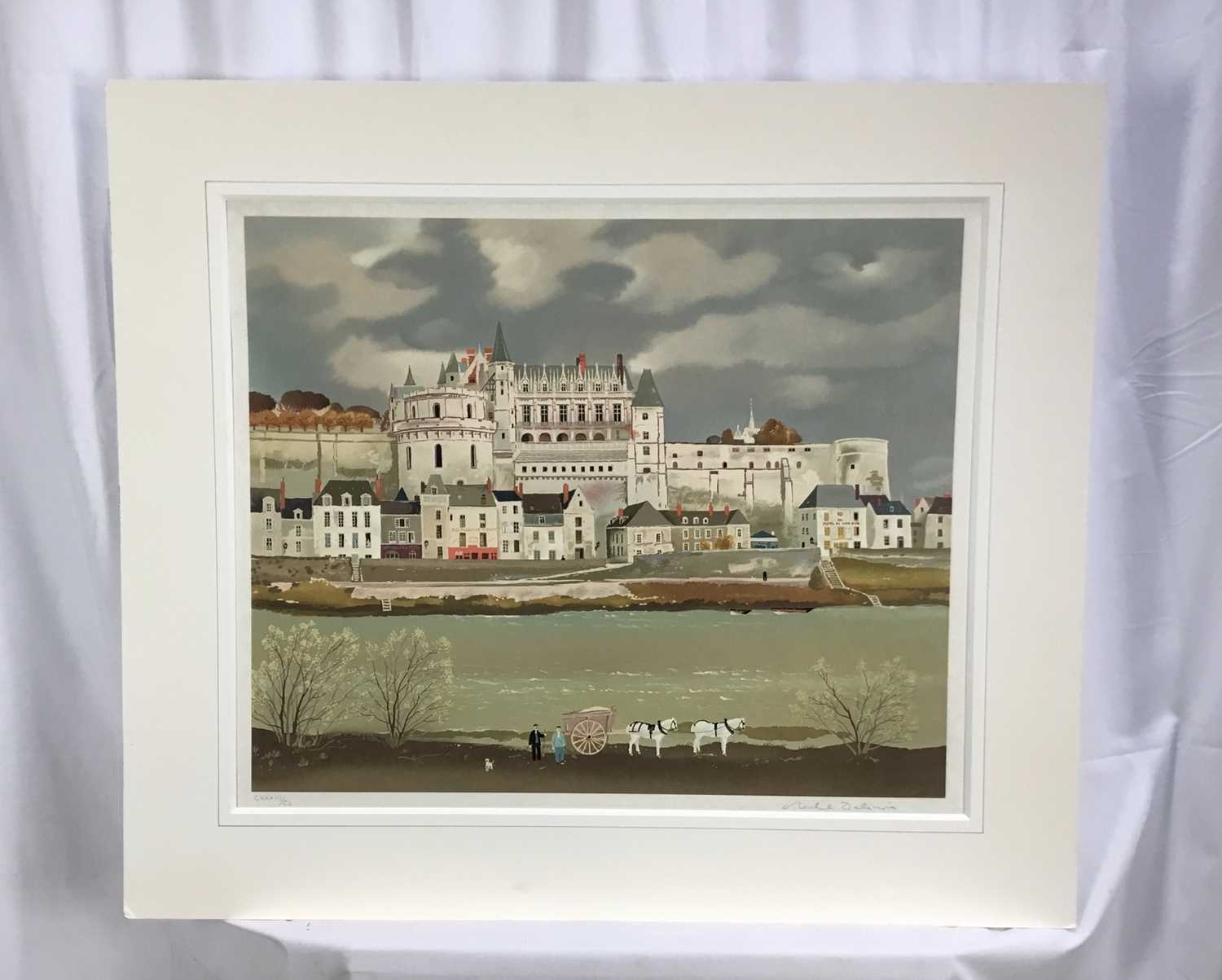 Michel Delacroix (b. 1933) lithograph - French chateau scene, signed and numbered 133/150, 49 x 59cm - Image 4 of 4