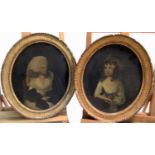 English School, 19th century, pair of oval oils on canvas - portraits of ladies, 28cm x 22cm, in g