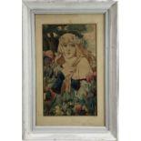 Art Nouveau watercolour of a woman by V. Meurein