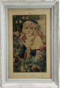 Art Nouveau watercolour of a woman by V. Meurein