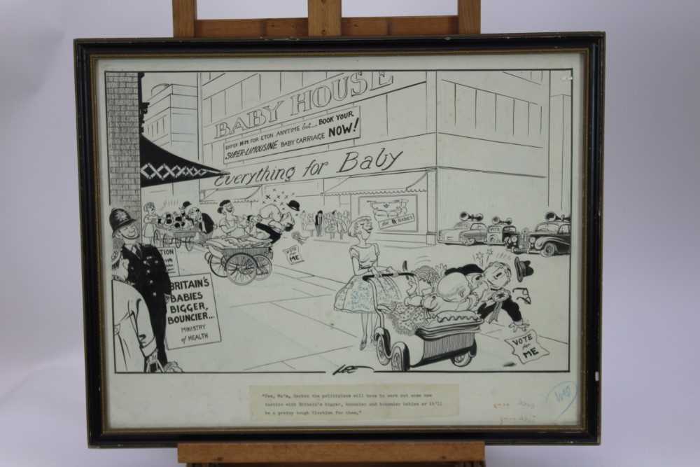 Joseph Lee (1901-1974) pen and ink cartoon - "...Britain's bigger, bouncier and brawnier babies...", - Image 2 of 7