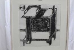 Ron Sims (1944-2014) signed monoprint - Sculptural Elephant Forms, 45cm x 44cm, in glazed frame