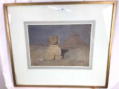 Watercolour of the Pyramids & Sphinx by H.K Johnston 1924, together with a watercolour of the Nile a