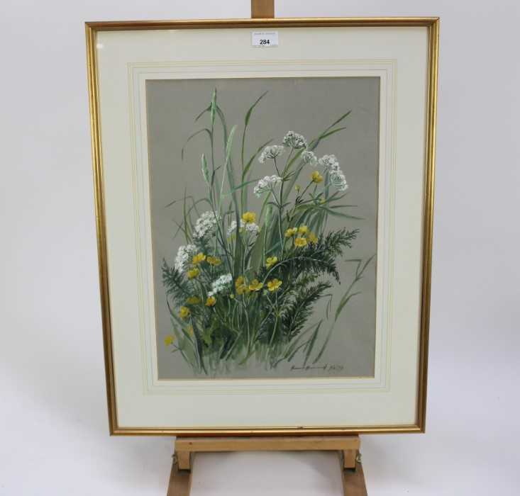 1970s English School watercolour and gouache - Wild Flowers, signed and dated '77, 47cm x 34cm, in g - Image 2 of 7