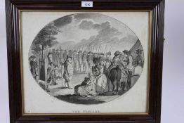 Henry Bunbury (1750-1811) after Edmund Scott, stipple engraving, The Parade, 36 x 44cm, glazed frame