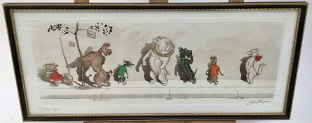 Boris O’Klein “Dirty Dogs of Paris” etching - 'L’Etourdie’, 51cm overall in glazed Hogarth frame