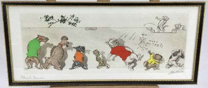 Boris O’Klein “Dirty Dogs of Paris” etching - 'Eternels Ennemis', 51cm overall in glazed Hogarth fra