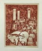 Julian Trevelyan R.A. (British, 1910-1988) limited edition signed etching 'San Gimignano' signed and