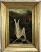 S. H. Brereton, Edwardian oil on canvas - waterfall, signed and dated 1910, in original gilt frame,