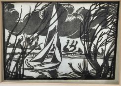 Manner of Paul Nash woodblock print