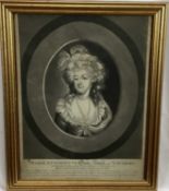 Late 18th century black and white mezzotint - 'Marie Antoinette Queen of France and Navarre', pub. R