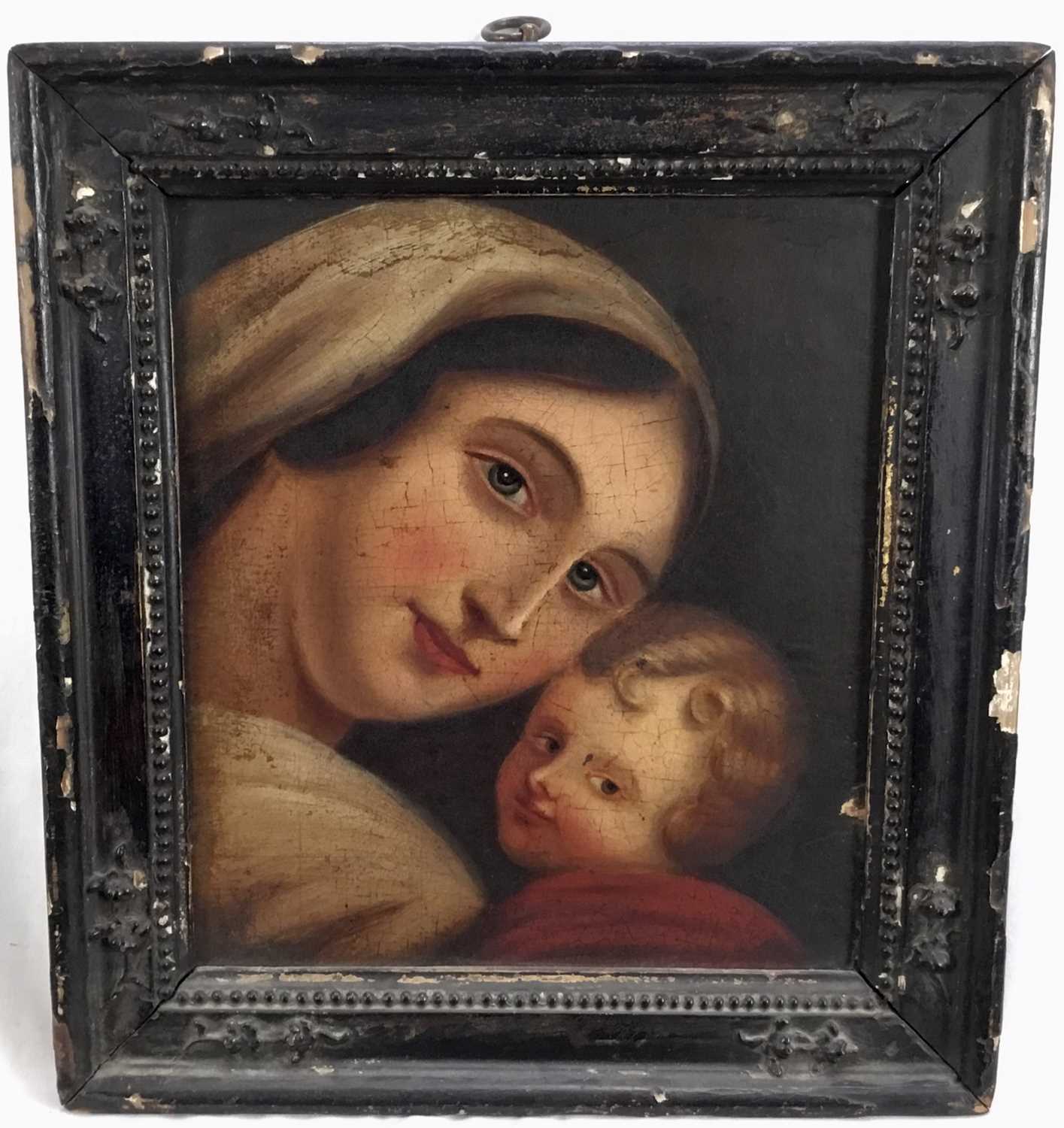 Late 18th / early 19th century Continental oil on board of Mary and Jesus