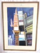 Joyce Pallot (1912-2004) gouache - Buildings, signed, in glazed frame