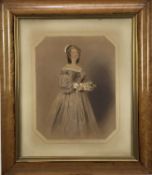 William Buckler (1814-1884) watercolour portrait of Lady Manningham- Buller holding a floral posie i