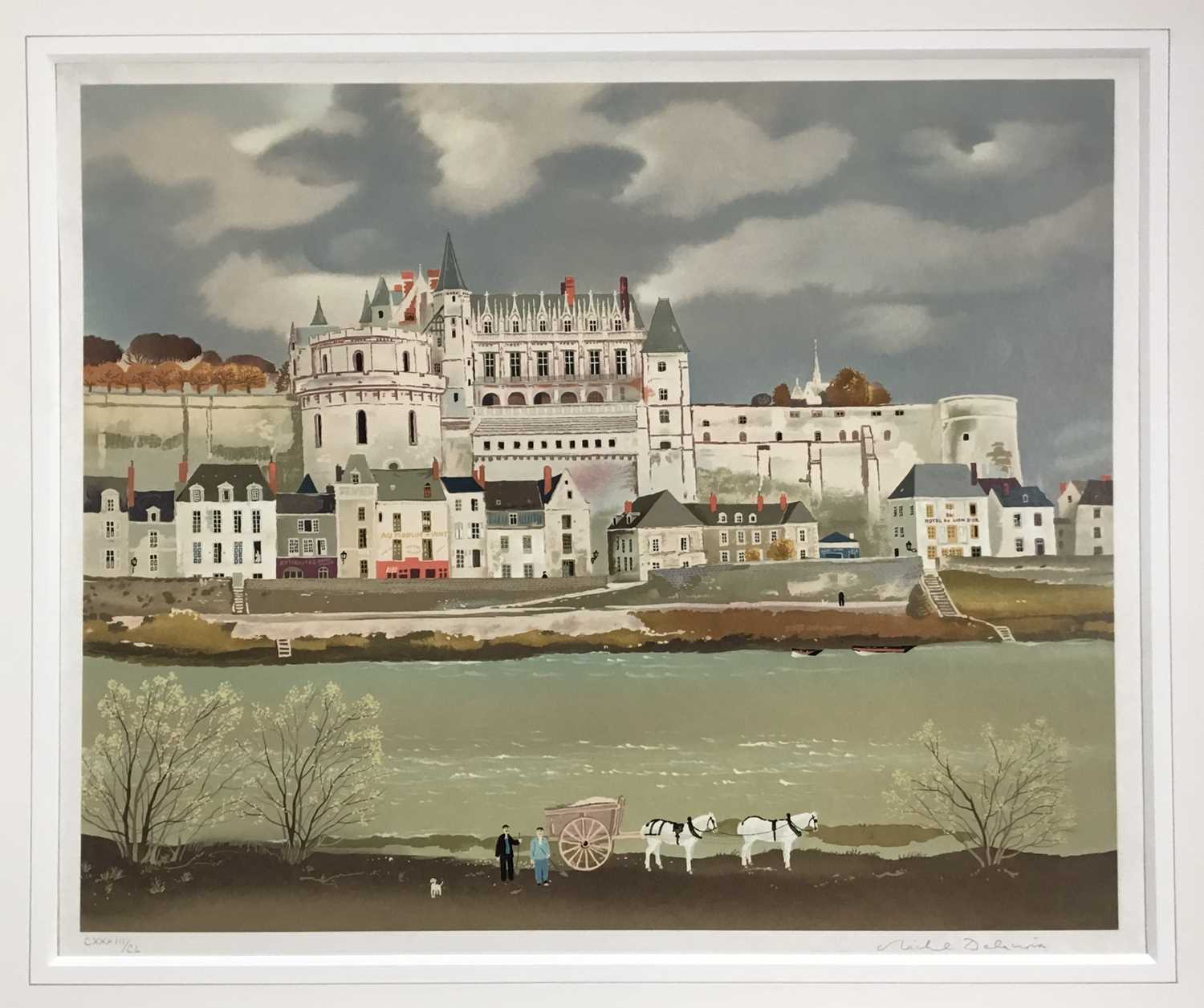 Michel Delacroix (b. 1933) lithograph - French chateau scene, signed and numbered 133/150, 49 x 59cm