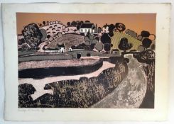 Graham Clarke (b.1941) print - Bridge at Gweek, signed and numbered 27/50