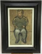 Brian Fojcik (b. 1960) oil on canvas - ‘study of a dwarf’, Thackeray Gallery label verso