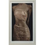 Willi Kissmer (b. 1951) signed limited edition etching, female torso, no. 209 / 250, mounted in glaz