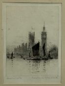 Rowland Langmaid (1897-1956) etching - 'Westminster', signed and titled in pencil, 15cm x 20cm, in g