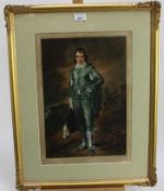 Francis S Walker mezzotint after Gainsborough, ‘The Blue Boy’, together with a folio of three simila