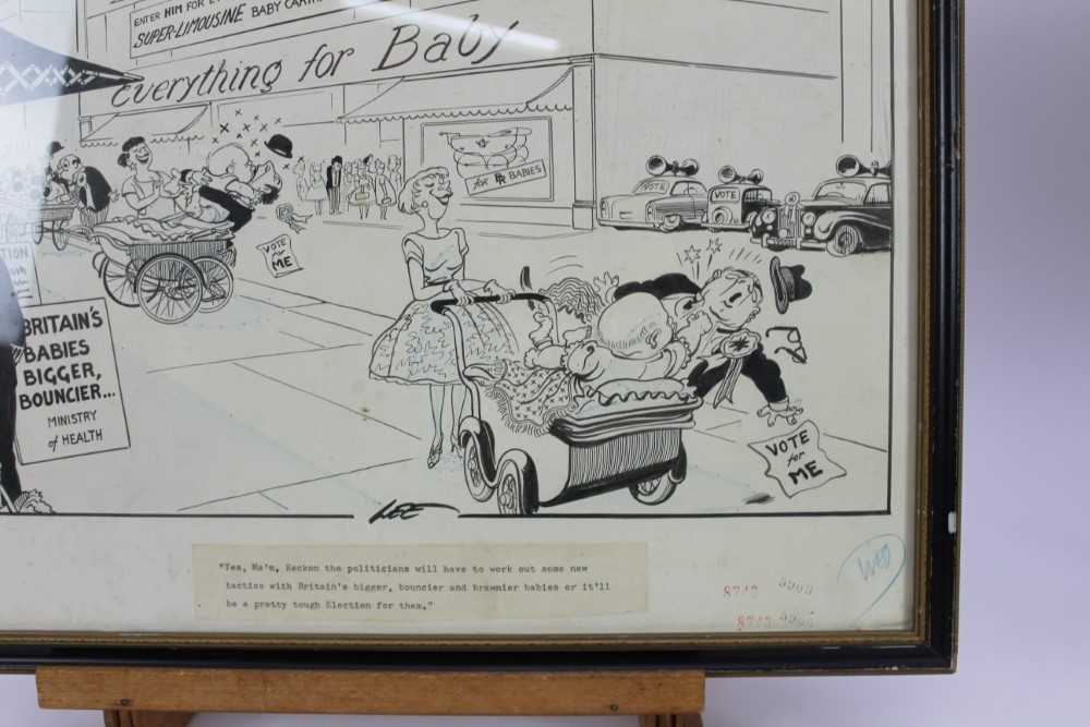 Joseph Lee (1901-1974) pen and ink cartoon - "...Britain's bigger, bouncier and brawnier babies...", - Image 3 of 7