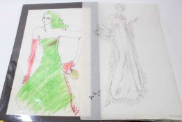 Jan Langan, two fashion designs