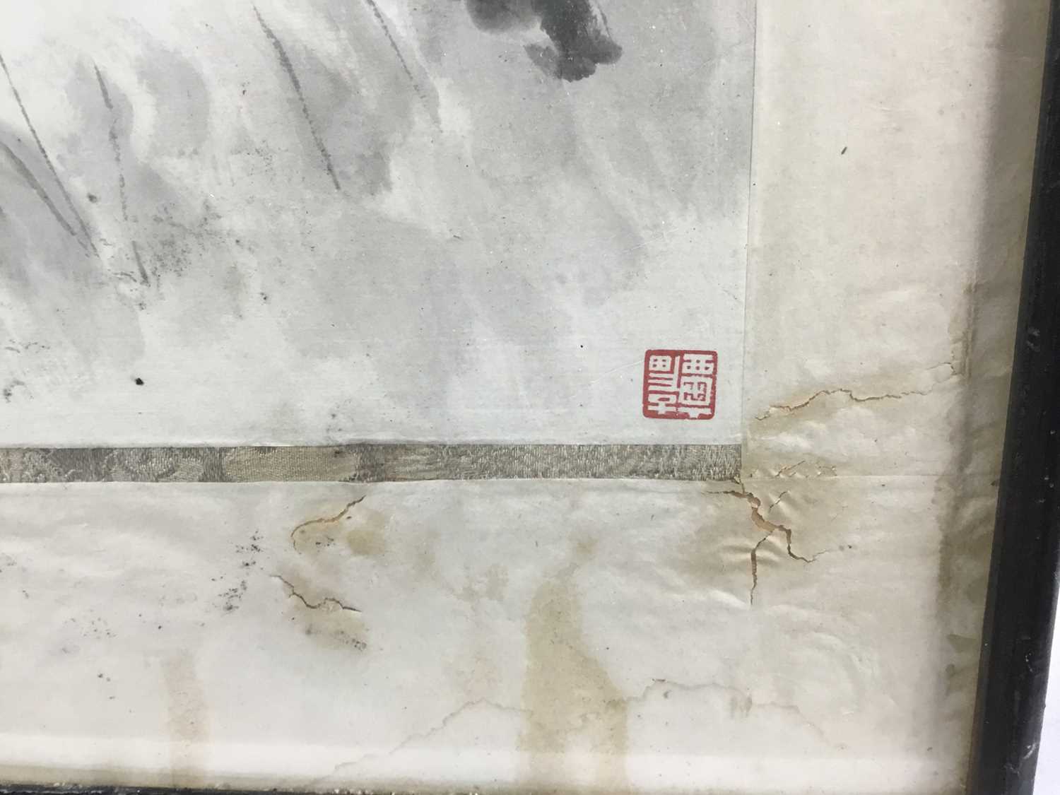 Pen and wash Chinese landscape, 44cm x 67cm together with another - Image 12 of 17