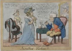 G.M. Woodward, Insulted Virtue, hand-coloured satirical etching, published 1806 by Rudolph Ackermann