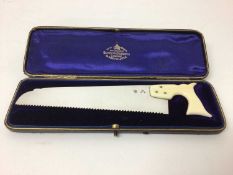Victorian silver cucumber saw with carved ivory handle (London 1893), J Bell & L Willmott, in origin