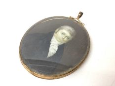 Georgian portrait miniature of a gentleman, painted on ivory, in brass frame