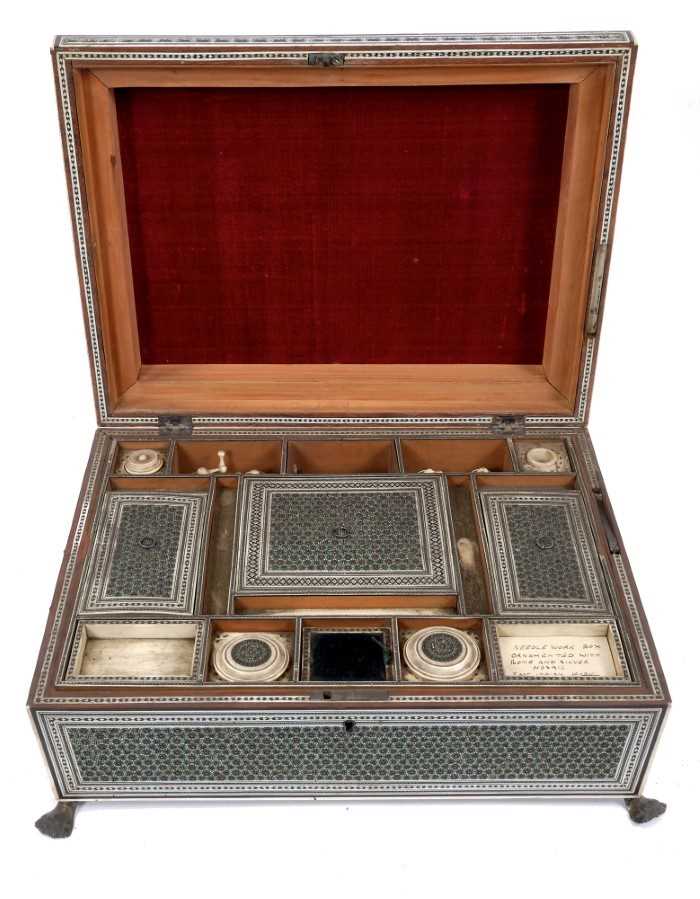19th century Anglo-Indian sandalwood, ivory and metalware work box